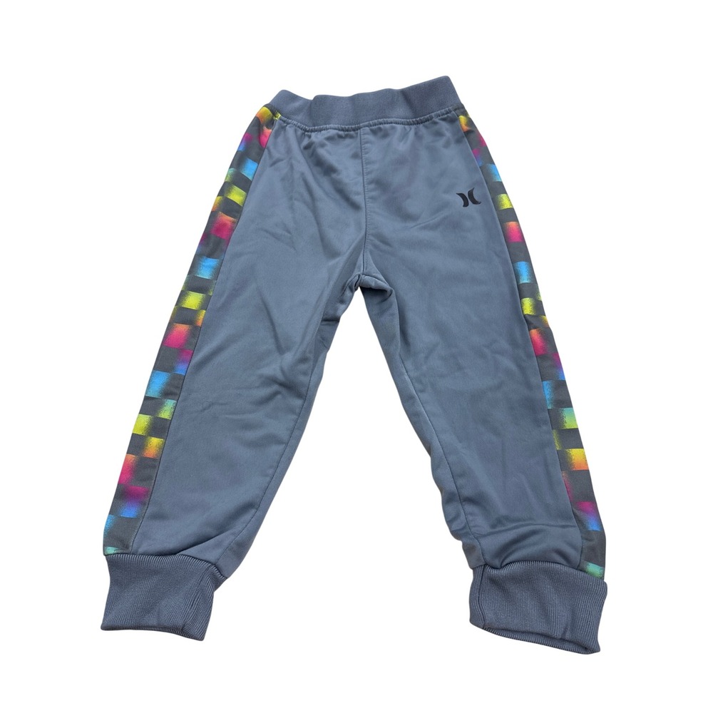 Hurley Kids Gray Joggers Rainbow Checkerboard Side Stripe Track Pants 24M